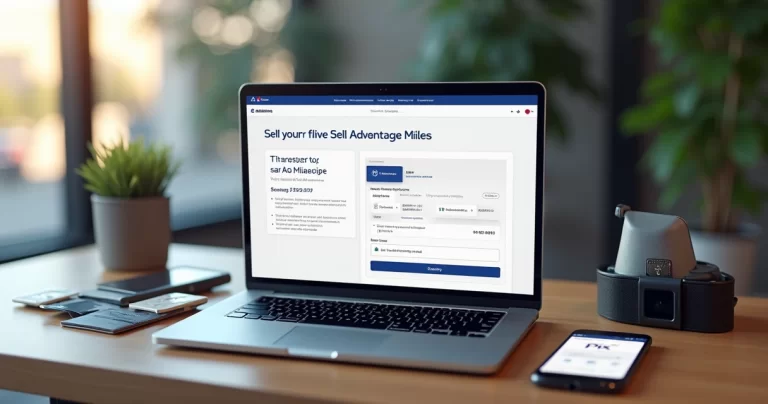Computador mostrando processo de venda de milhas AAdvantage com gráfico e opções de pagamento Pix