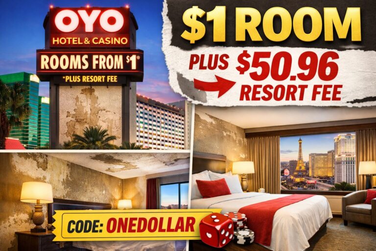 Ex-Hooters OYO Las Vegas Lists $1 Rooms Across Multiple Room Types — Resort Fee Adds $50.96