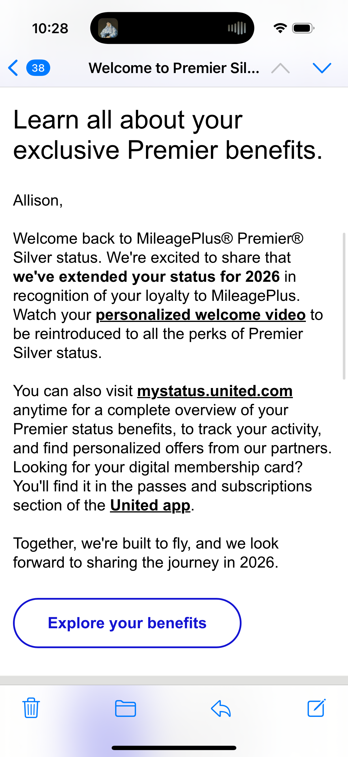 AJ Premier Silver status notification UnitedPlan.